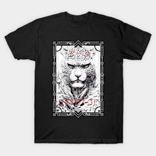 Leopard Jaguar Wild Nature Illustration Line Epic Illustration Line Art T-Shirt